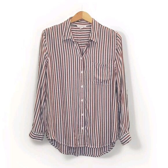 beachlunchlounge Tops - Beach Lunch Lounge Top Womens Large Red Grey White Striped Beachcore Cottagecore